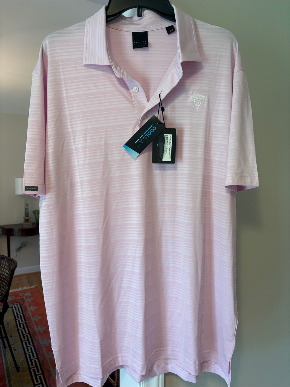 Dunning Golf Men’s Pink Striped Polo Shirt